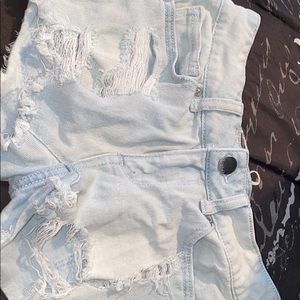Light wash jean shorts